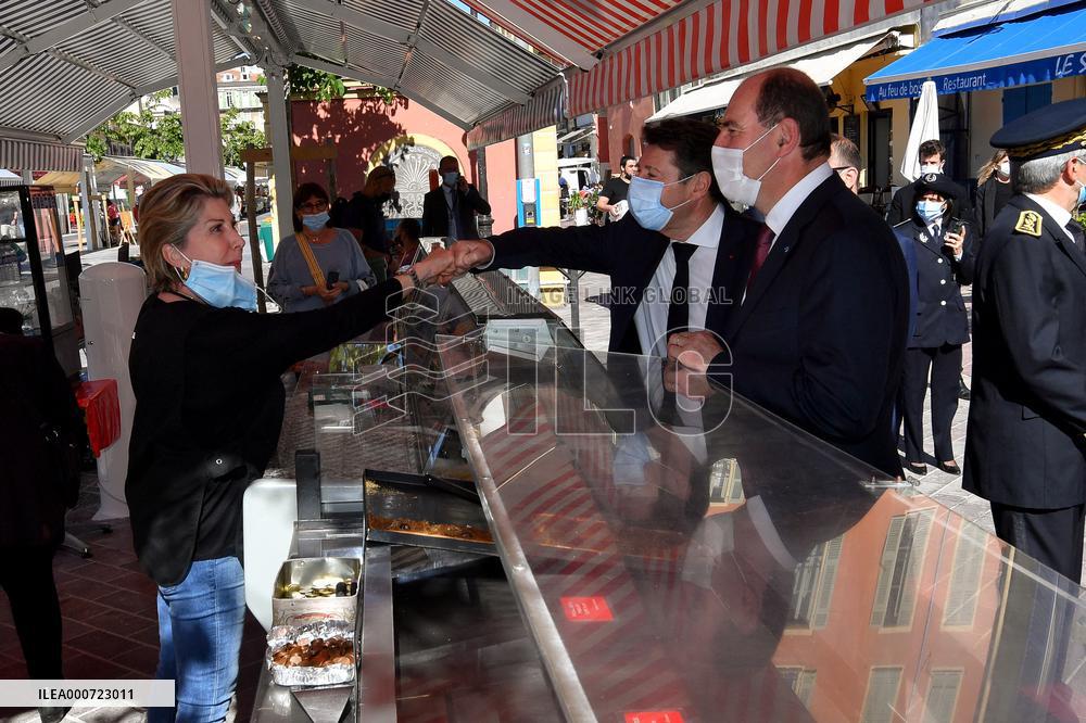 Jean Castex And Christian Estrosi Visit A Market - Nice