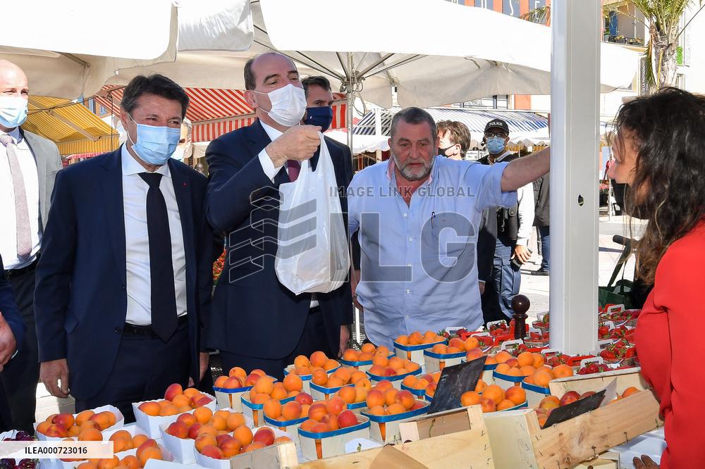 Jean Castex And Christian Estrosi Visit A Market - Nice