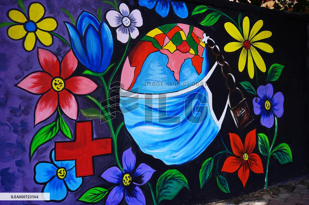 A Mural On Covid-19 Coronavirus Awarness - India