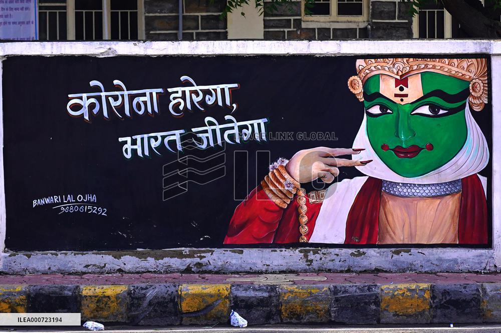 A Mural On Covid-19 Coronavirus Awarness - India