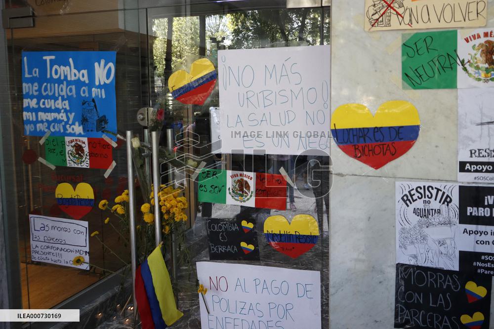 Colombians Protest Against Tax Reform in Their Country - Mexico City