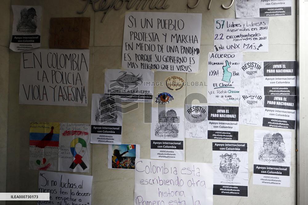 Colombians Protest Against Tax Reform in Their Country - Mexico City