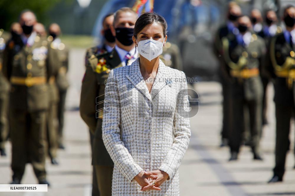 Queen Letizia Chairs Event Of The Aviation Academy of Spain's Army - Madrid