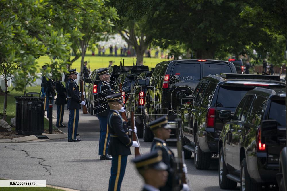 President Biden lays a wreath at Tomb of the Unknown Solider at Arlington National Cemetery