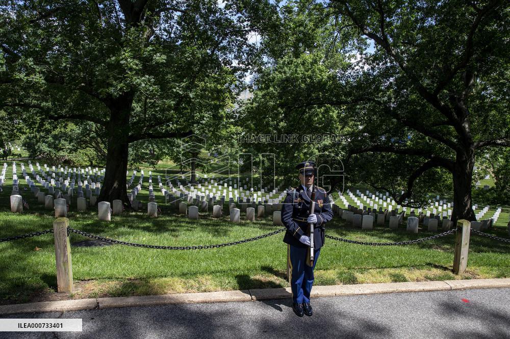 President Biden lays a wreath at Tomb of the Unknown Solider at Arlington National Cemetery