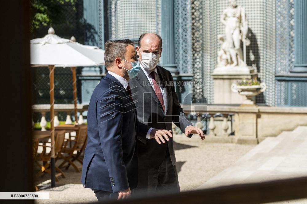 Jean Castex Receives Xavier Bettel - Paris