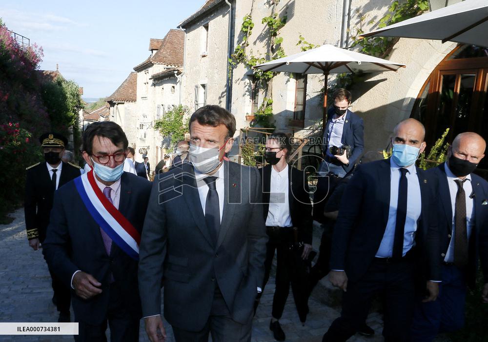 President Macron Visits Saint-Cirq-Lapopie