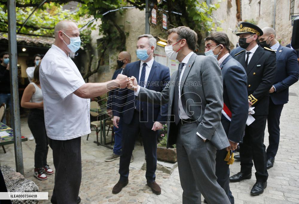 President Macron Visits Saint-Cirq-Lapopie