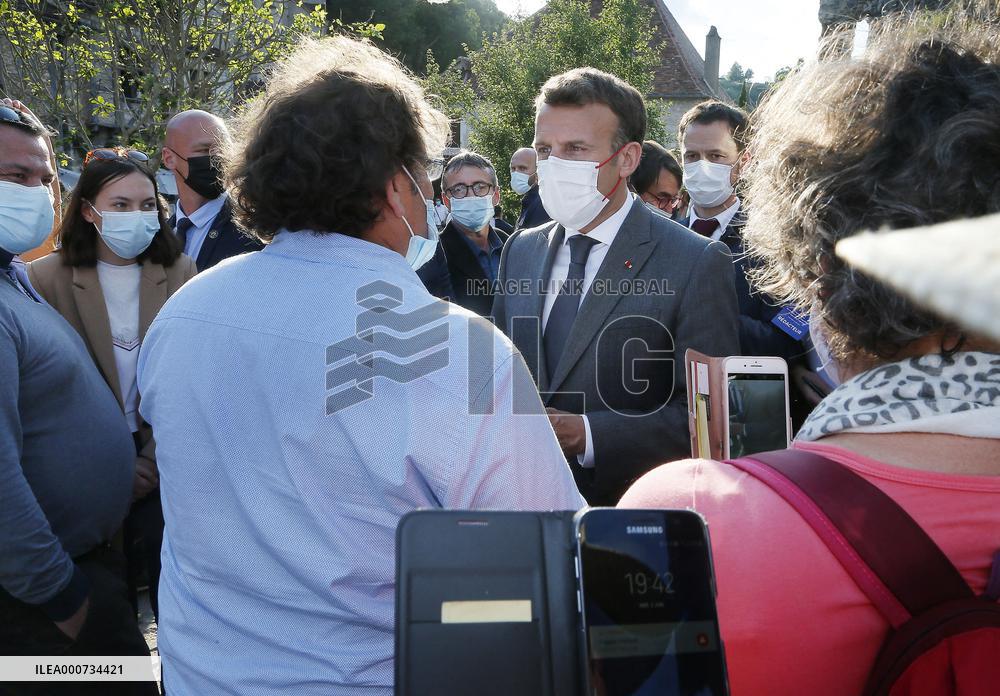 President Macron Visits Saint-Cirq-Lapopie