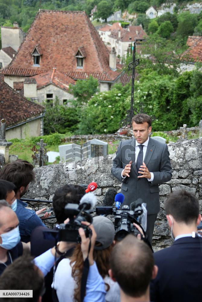 President Macron Visits Saint-Cirq-Lapopie