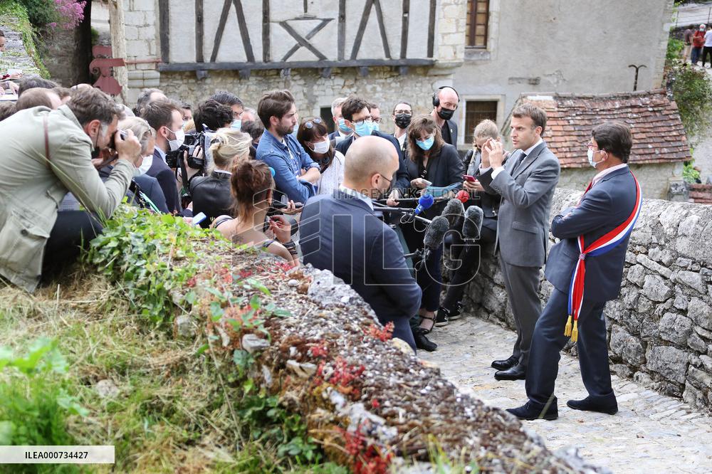 President Macron Visits Saint-Cirq-Lapopie