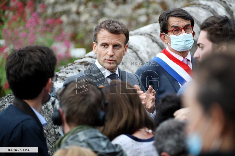 President Macron Visits Saint-Cirq-Lapopie