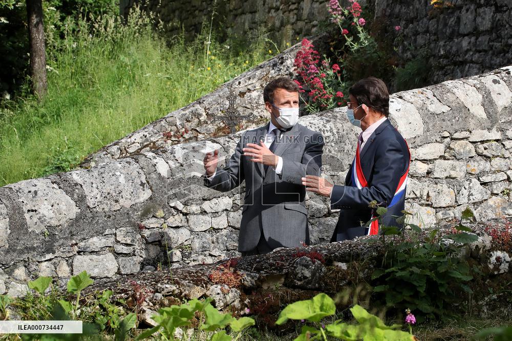President Macron Visits Saint-Cirq-Lapopie