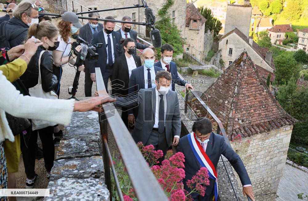 President Macron Visits Saint-Cirq-Lapopie
