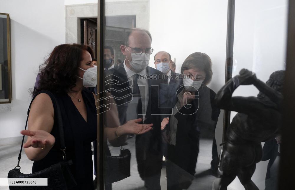 French PM Castex Visits Bardo Museum - Tunis