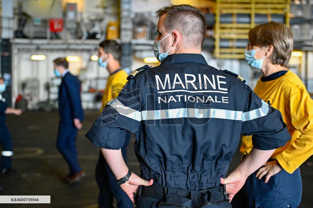 Jean Castex Aboard French Aircraft Carrier Charles-De-Gaulle - Toulon