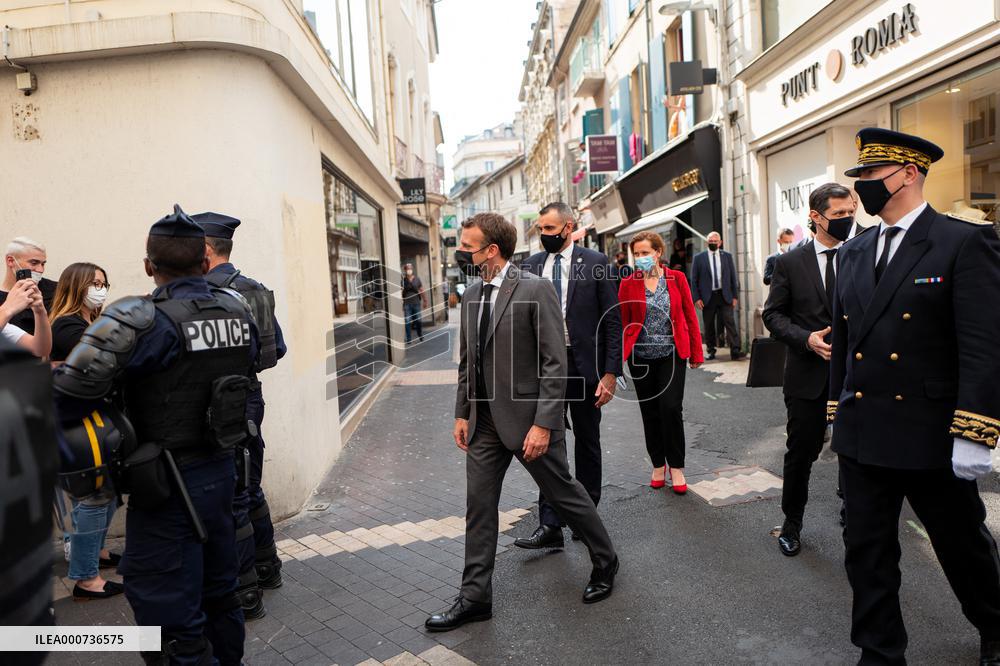 President Macron During A Day Visit In The Drome
