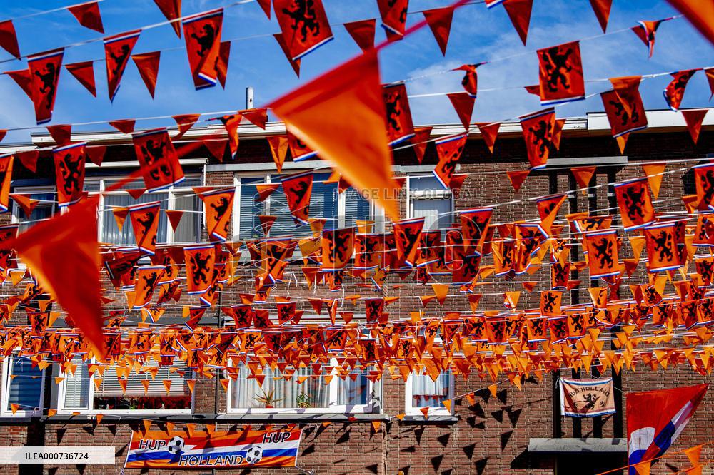 Streets decorated in The Hague for European Football Championship