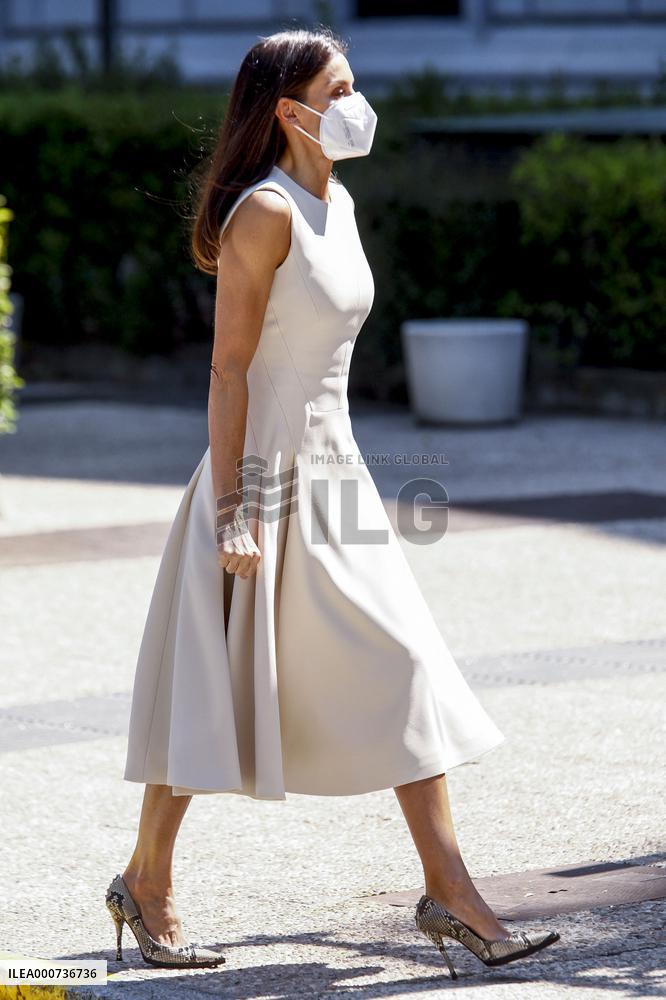 Queen Letizia During Inauguration Of Emilia Pardo Bazan Exhibition - Madrid