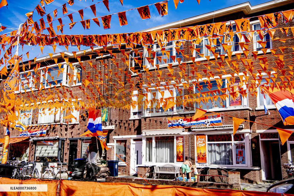 Streets decorated in The Hague for European Football Championship