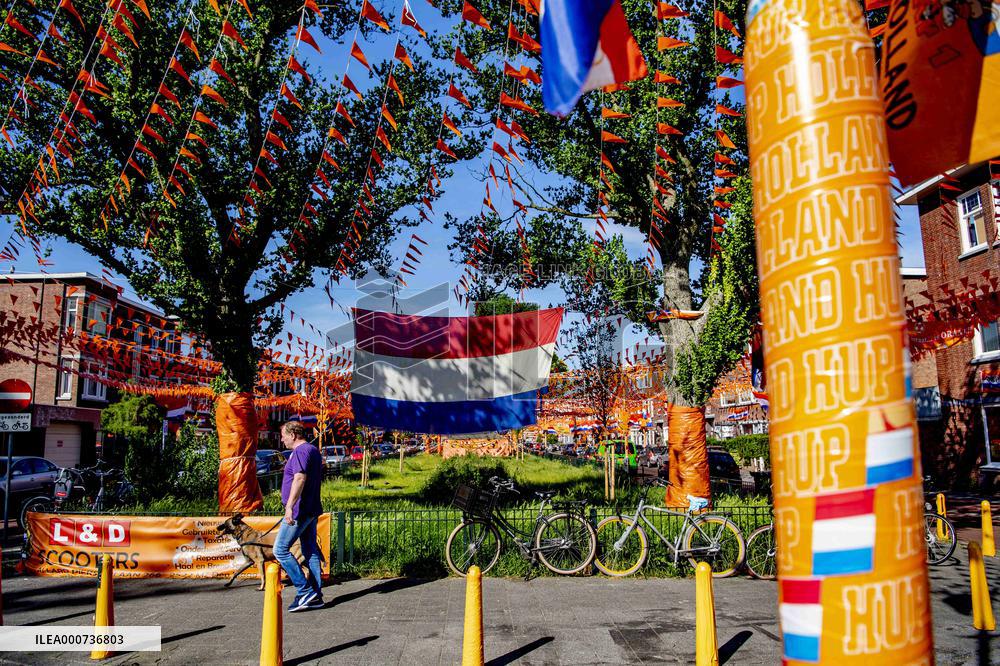 Streets decorated in The Hague for European Football Championship