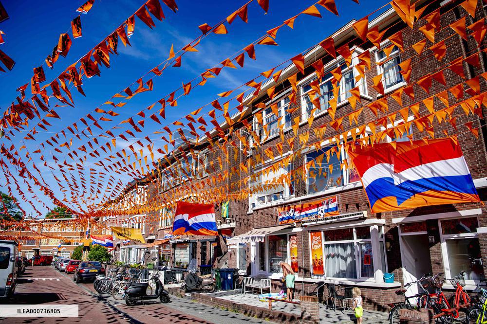 Streets decorated in The Hague for European Football Championship