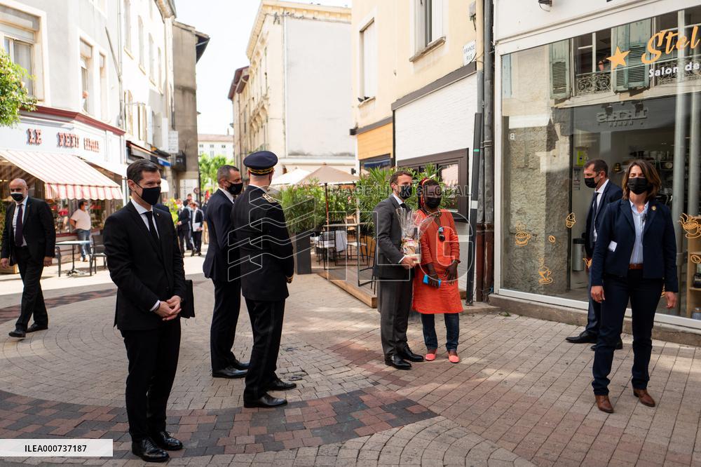 President Macron During A Day Visit In The Drome