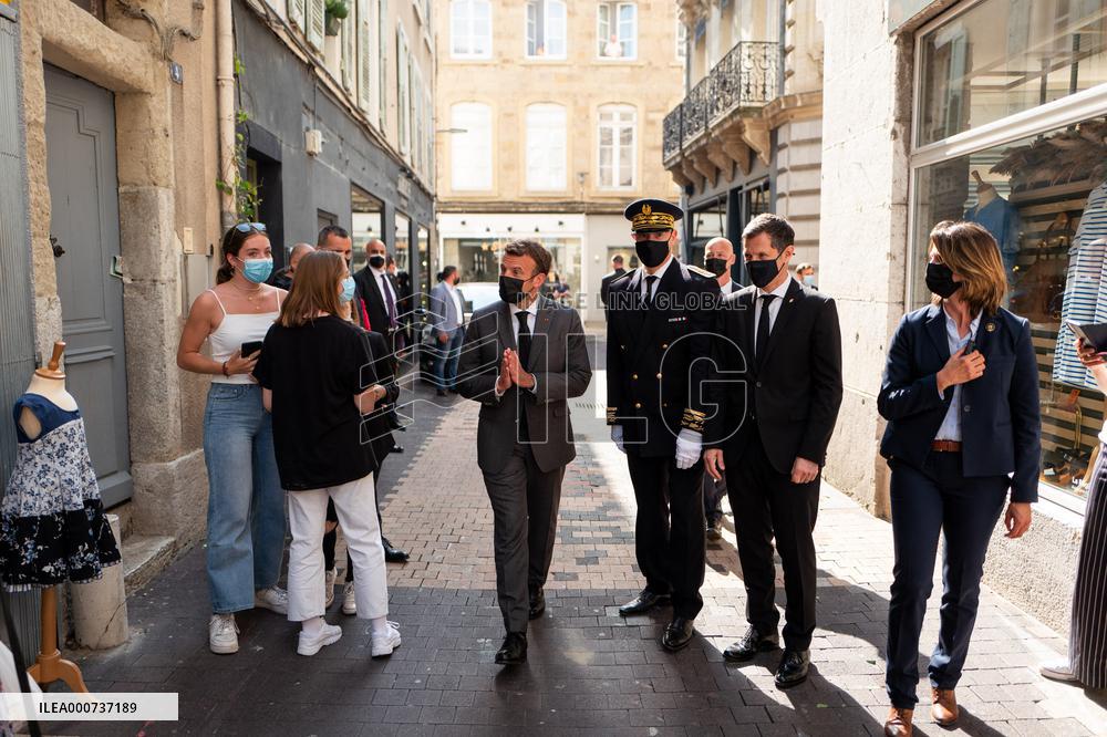 President Macron During A Day Visit In The Drome