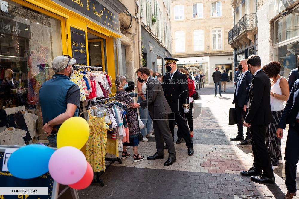 President Macron During A Day Visit In The Drome