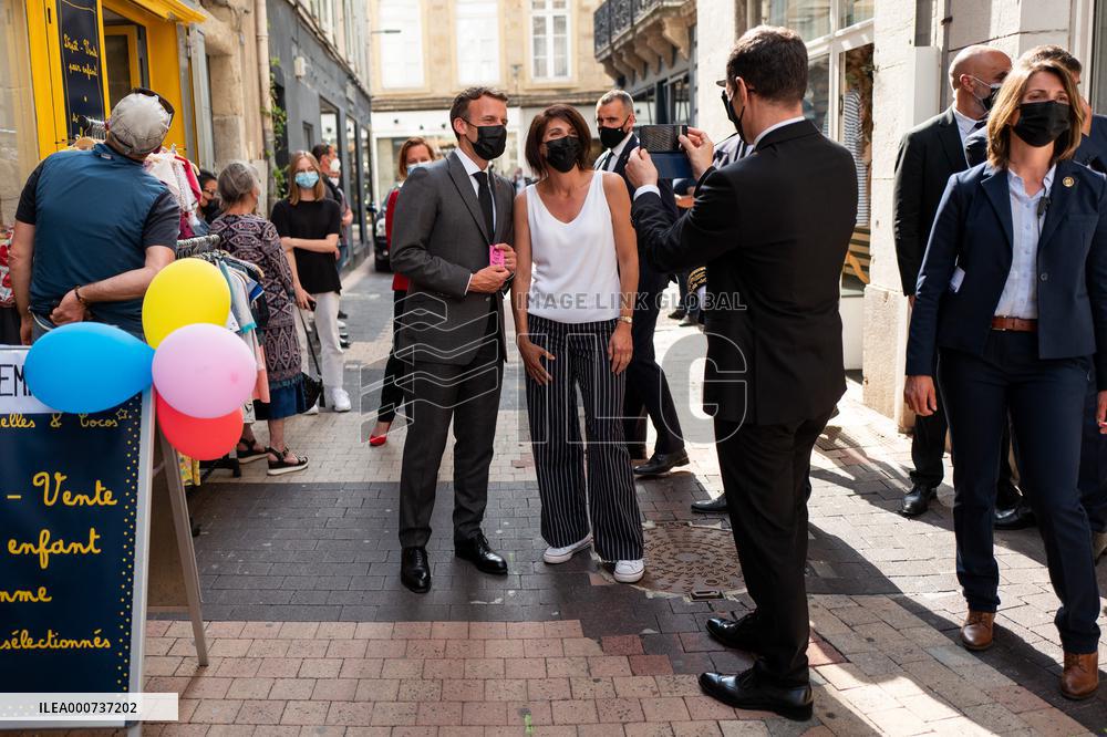 President Macron During A Day Visit In The Drome