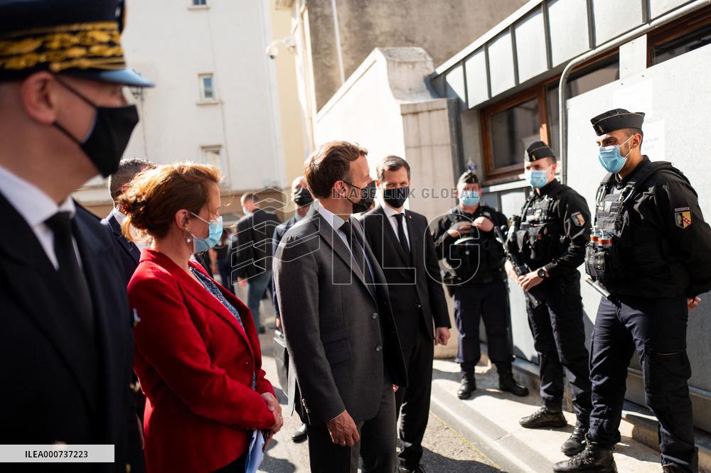 President Macron During A Day Visit In The Drome