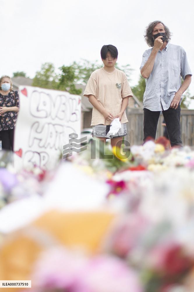 Tribute At The Scene Of Sunday's Hate-Motivated Vehicle Attack - Ontario