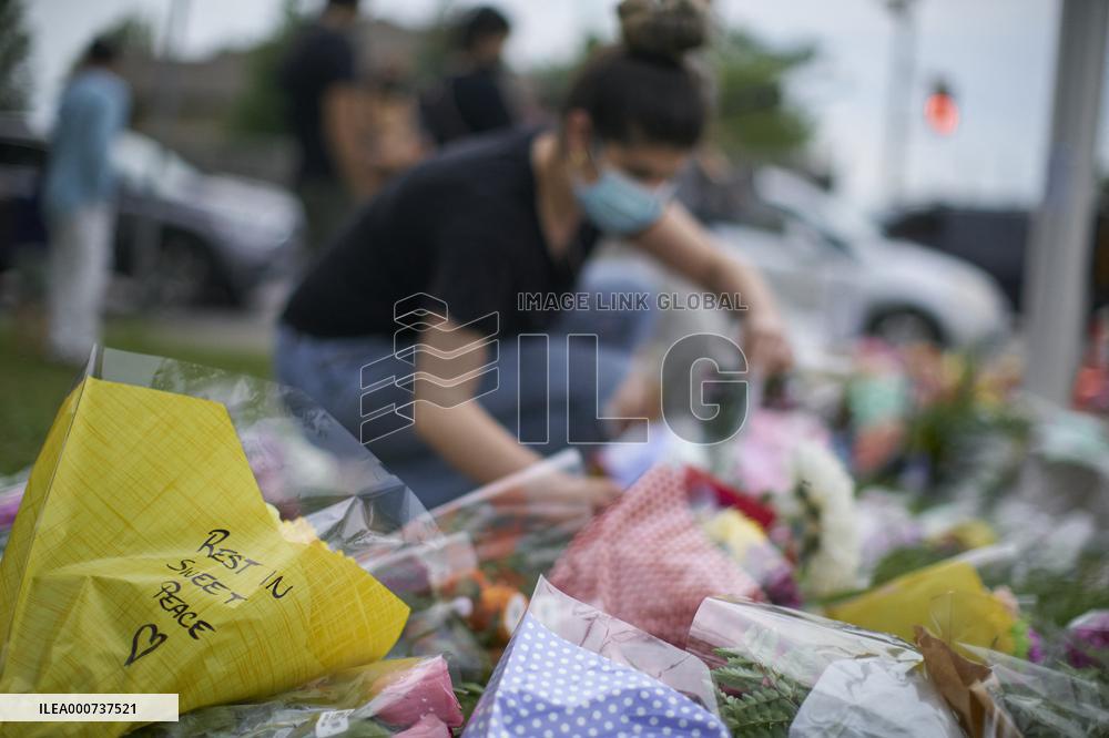 Tribute At The Scene Of Sunday's Hate-Motivated Vehicle Attack - Ontario
