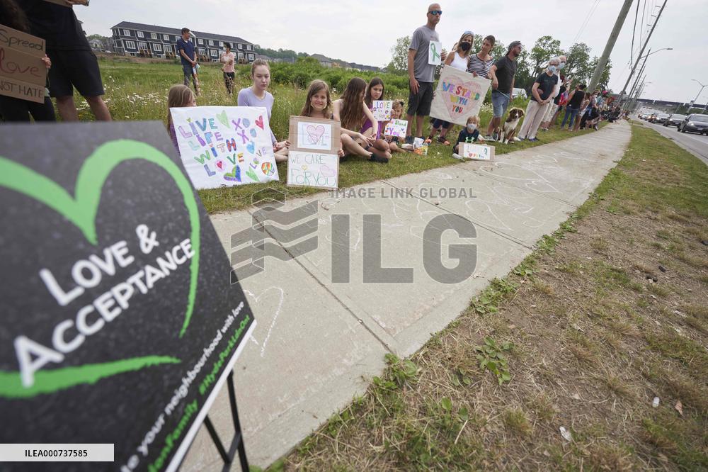 Tribute At The Scene Of Sunday's Hate-Motivated Vehicle Attack - Ontario