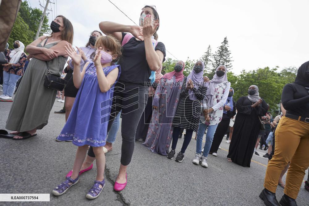 Tribute At The Scene Of Sunday's Hate-Motivated Vehicle Attack - Ontario