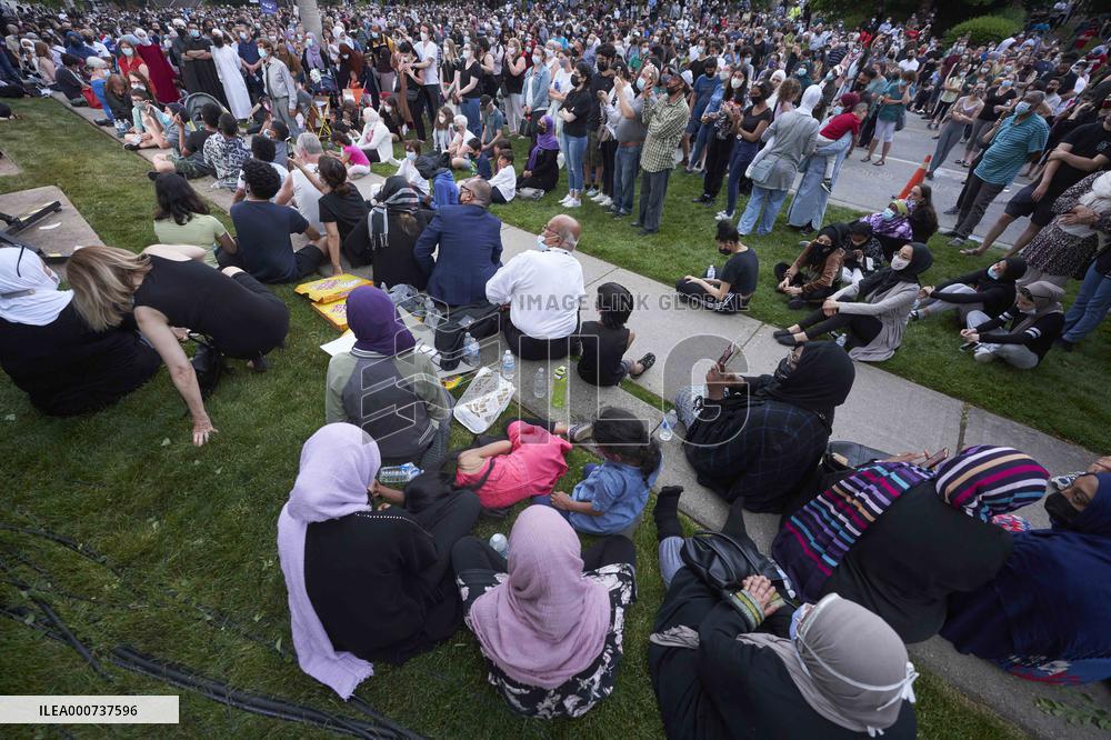 Tribute At The Scene Of Sunday's Hate-Motivated Vehicle Attack - Ontario