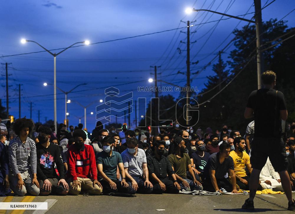 Tribute At The Scene Of Sunday's Hate-Motivated Vehicle Attack - Ontario