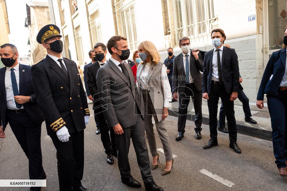 President Macron During A Day Visit In The Drome