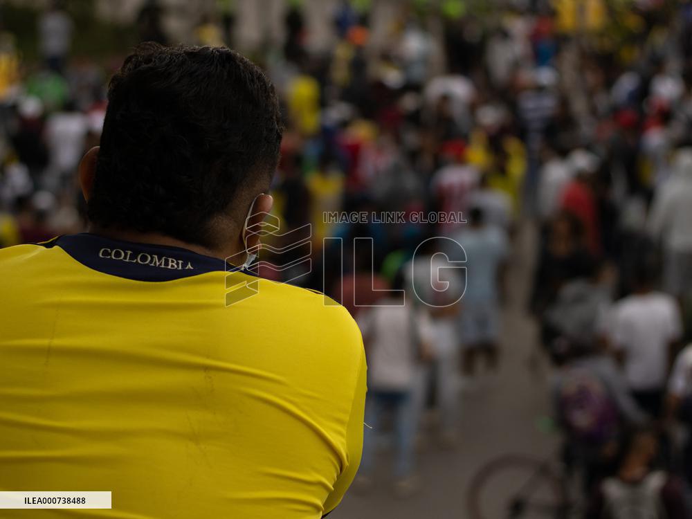 Protest Against Fifa Quatar World Cup 2022 Match Between Colombia And Argentina
