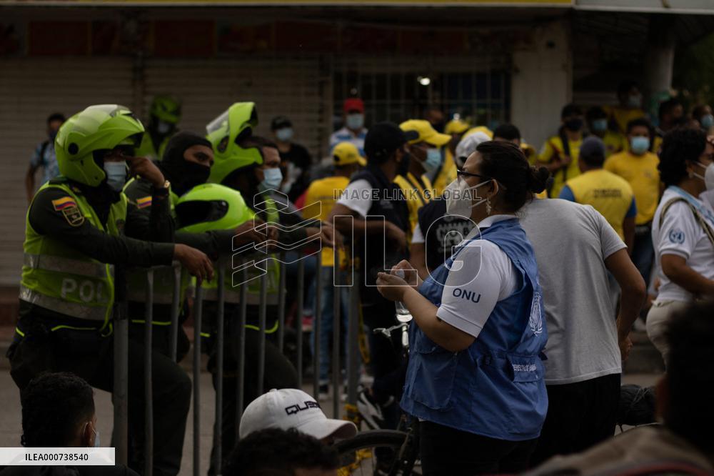 Protest Against Fifa Quatar World Cup 2022 Match Between Colombia And Argentina