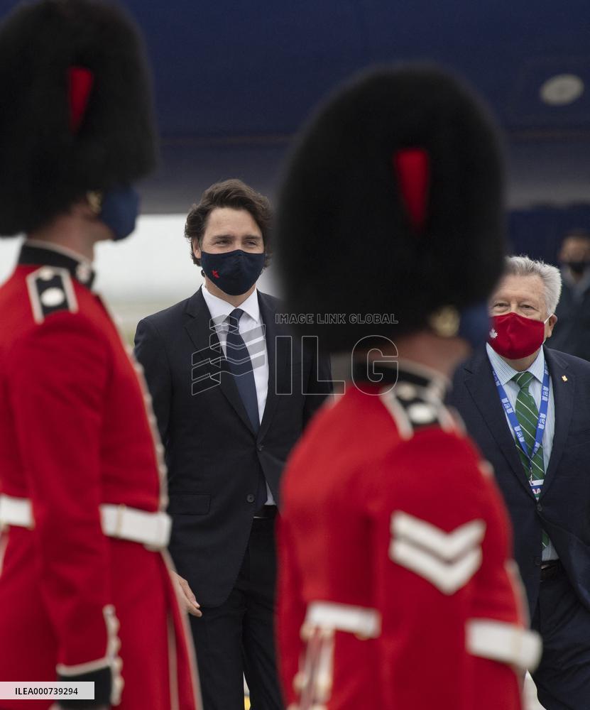 Justin Trudeau At Cornwall Airport Newquay Ahead Of The G7 Summit