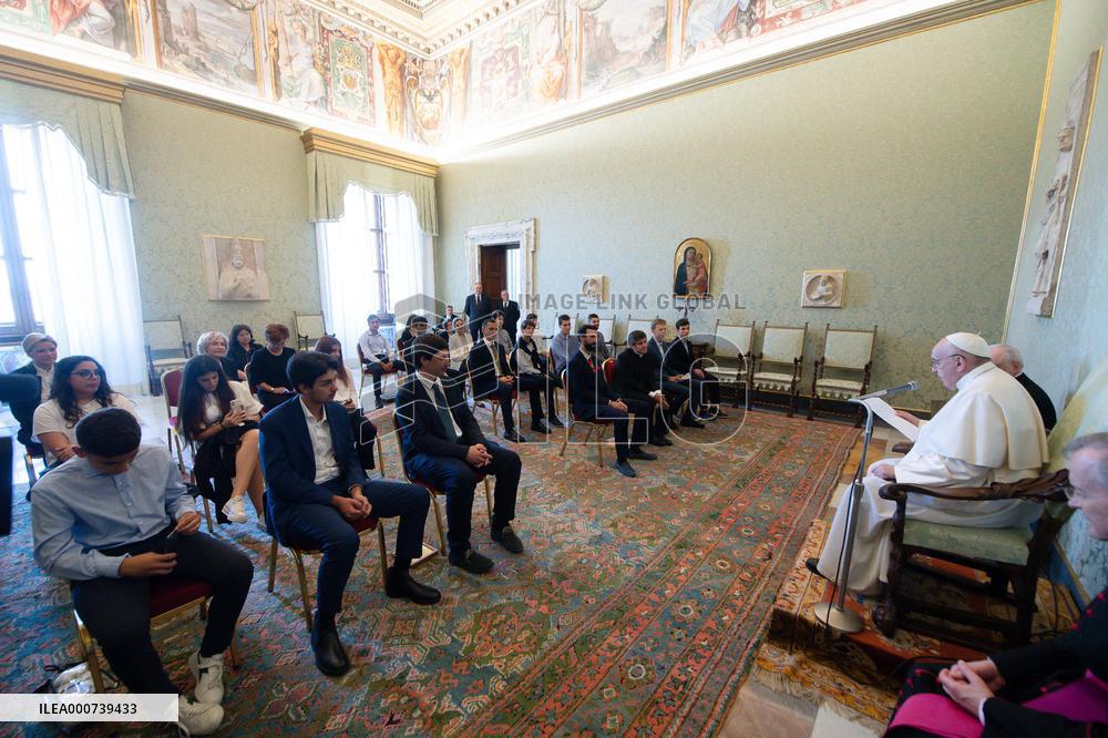 Pope Francis Meets Young People From The Parish of St. Paul the Apostle - Vatican