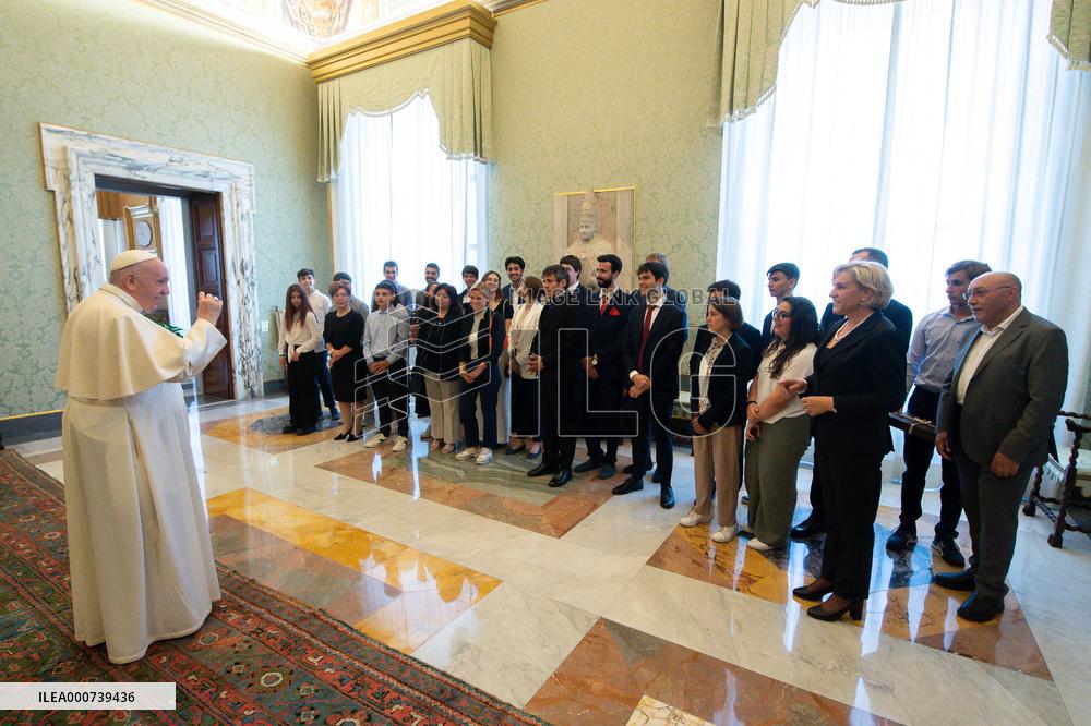 Pope Francis Meets Young People From The Parish of St. Paul the Apostle - Vatican