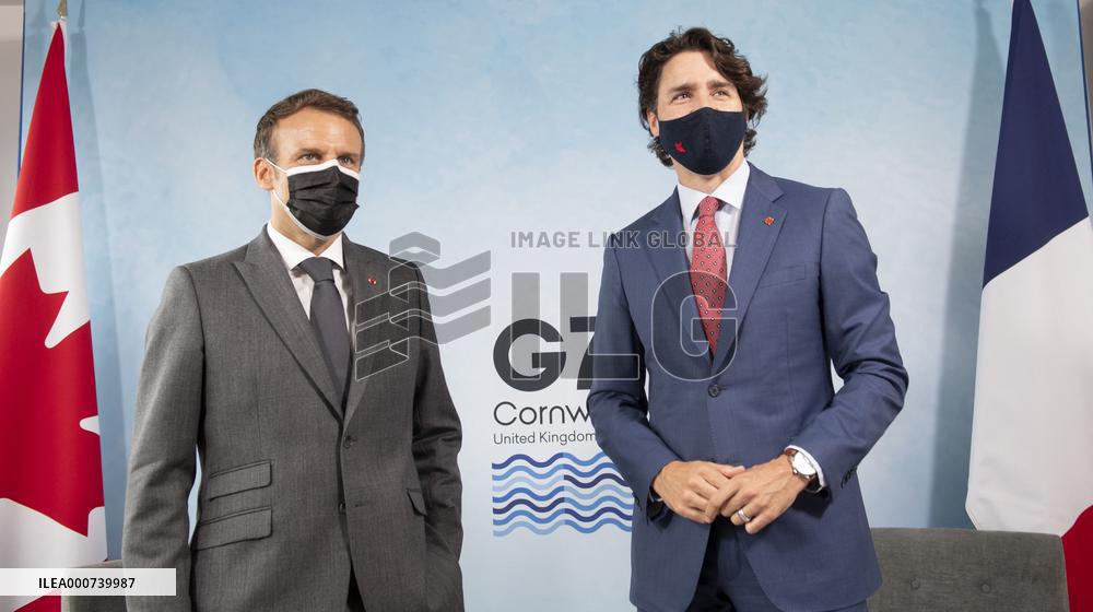 G7 Summit - Justin Trudeau and Emmanuel Macron