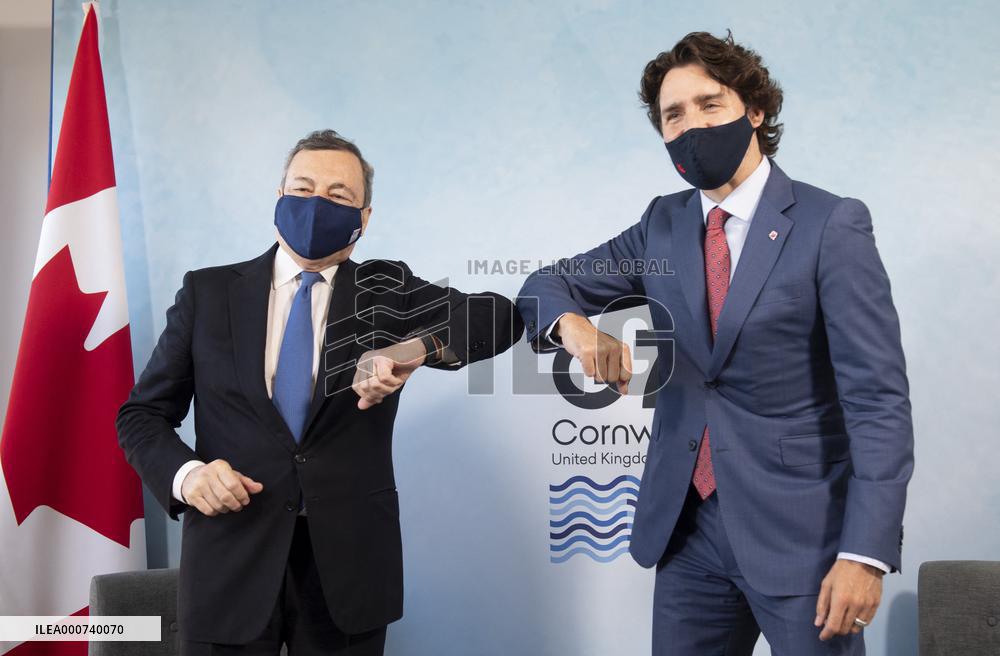 G7 Summit - Justin Trudeau and Mario Draghi