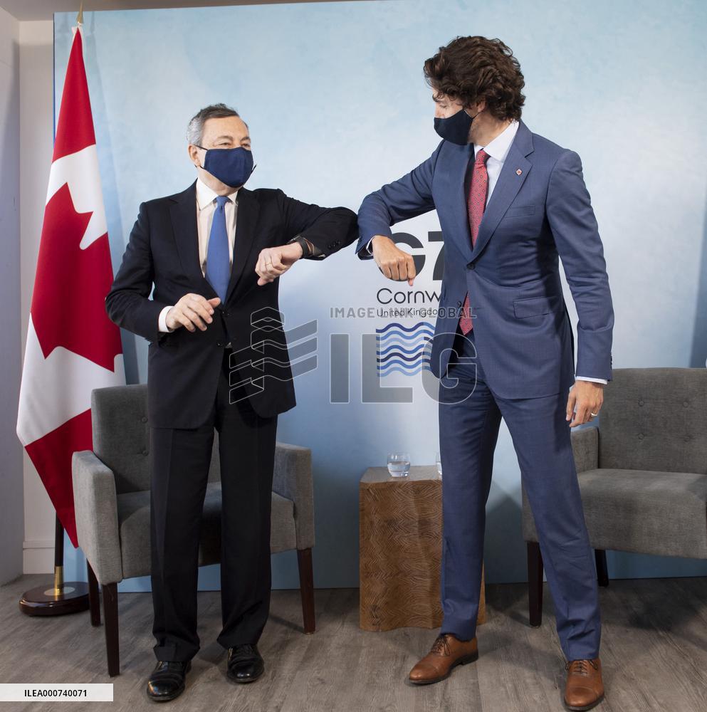 G7 Summit - Justin Trudeau and Mario Draghi
