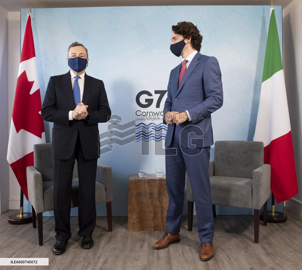 G7 Summit - Justin Trudeau and Mario Draghi