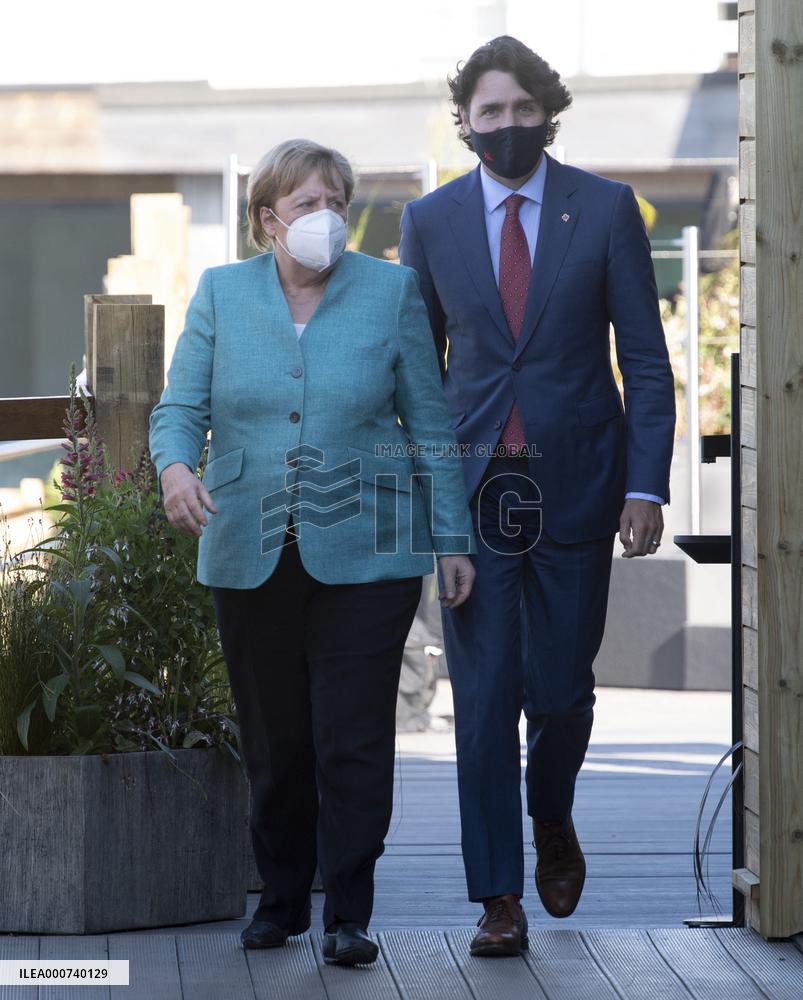 G7 Summit - Justin Trudeau and Angela Merkel