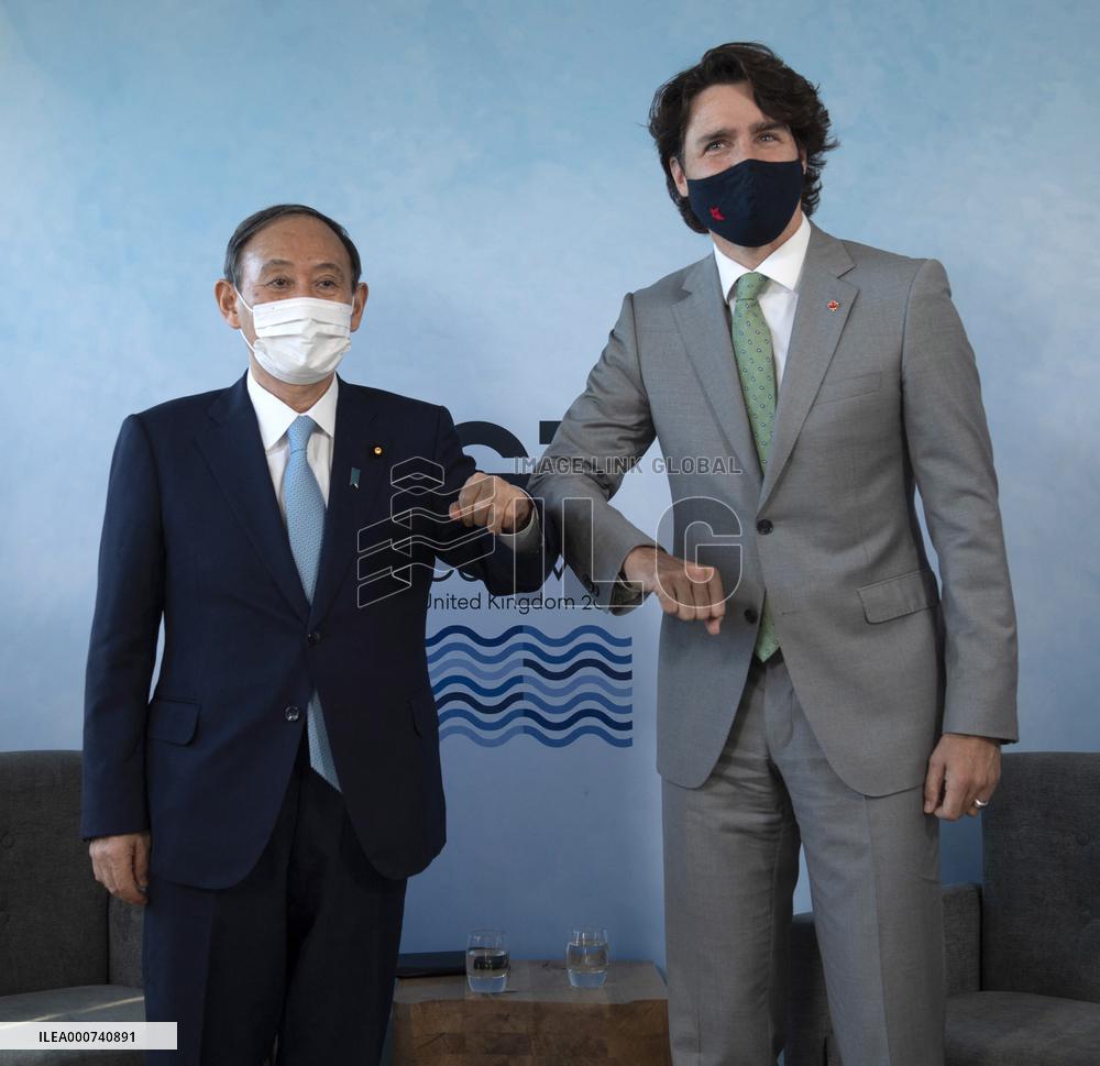 PM Trudeau Meets Japanese PM Suga During G7 Summit - Cornwall