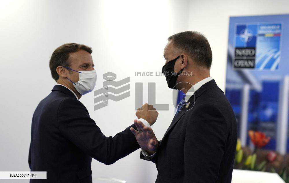 President Macron Meets Poland's President Duda At NATO Summit - Brussels